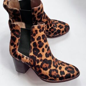 Madewell Regan Leopard Print Calf Hair Chelsea Ankle Boots Size 6